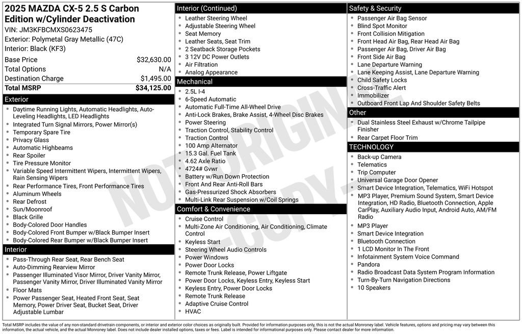 Used 2025 MAZDA CX-5 Carbon Edition AWD/4WD image 5