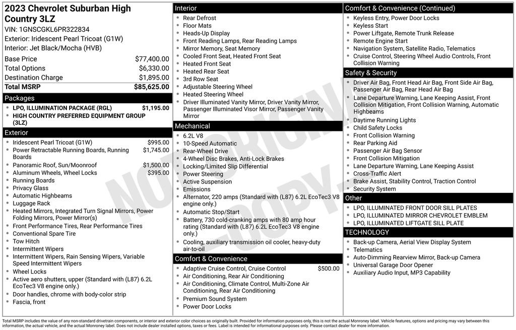 Used 2023 Chevrolet Suburban High Country w/ LPO, Illumination Package RWD image 6