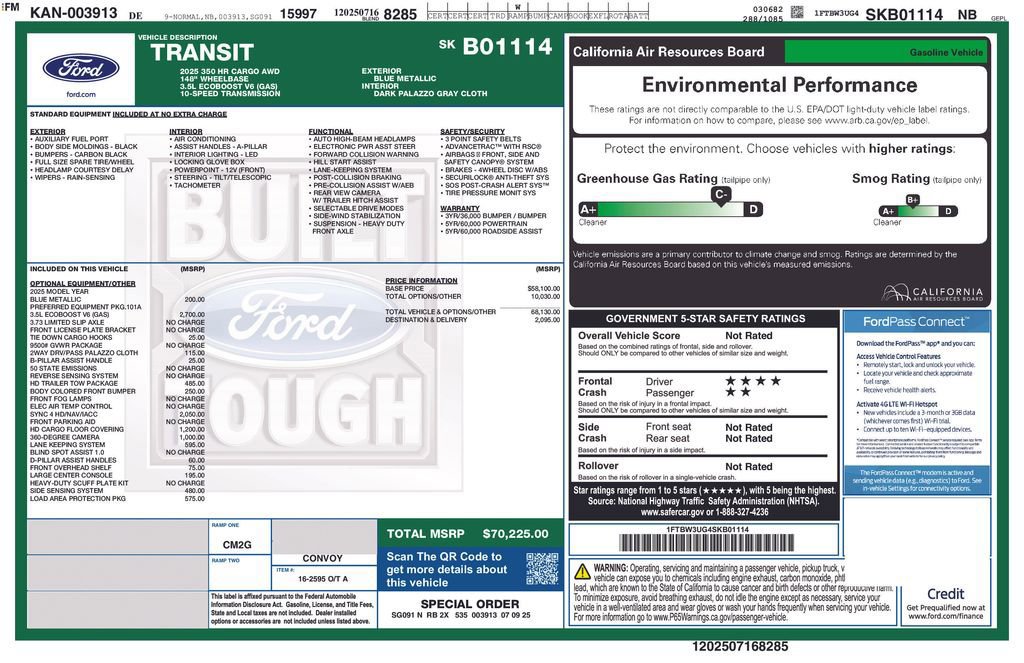 Certified 2025 Ford Transit 350 148 High Roof Extended AWD w/ Load Area Protection Package image 18