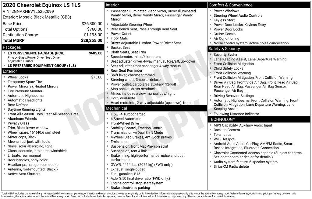 Used 2020 Chevrolet Equinox LS w/ LS Convenience Package FWD image 9