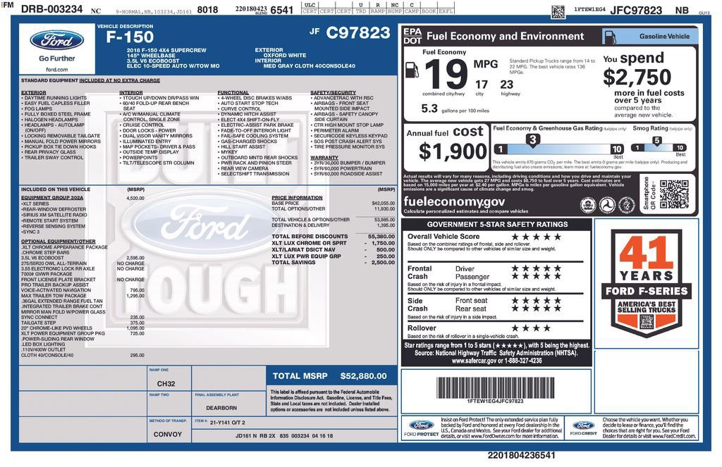 Certified 2018 Ford F150 XLT w/ Equipment Group 302A Luxury image 39