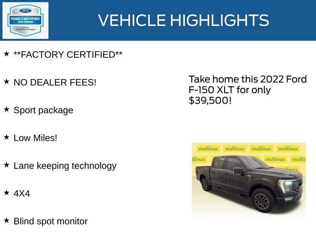 Certified 2022 Ford F150 XLT w/ Equipment Group 302A High image 12