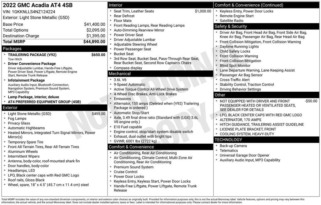 Used 2022 GMC Acadia AT4 w/ Trailering Package image 31