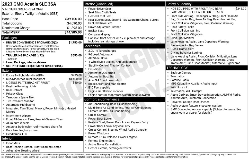 Used 2023 GMC Acadia SLE w/ Driver Convenience Package AWD/4WD image 24