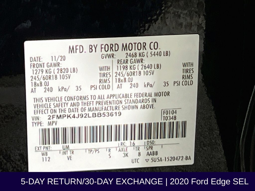 Certified 2020 Ford Edge SEL w/ Convenience Package AWD/4WD image 36