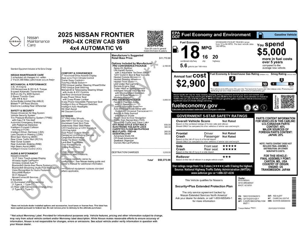 Used 2025 Nissan Frontier PRO-4X w/ Pro Premium Package AWD/4WD image 38