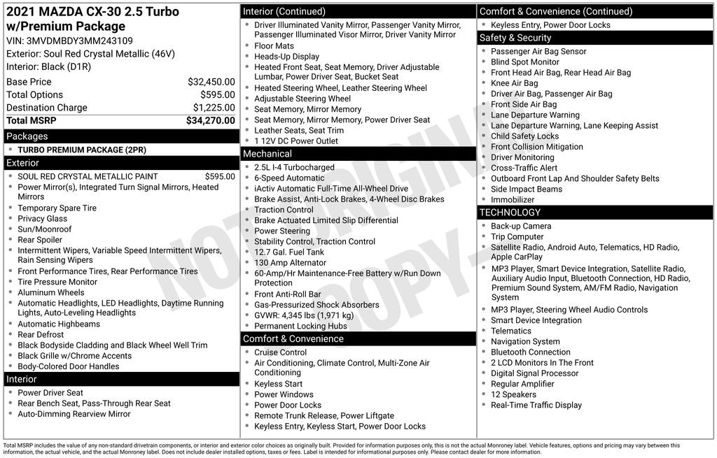 Used 2021 MAZDA CX-30 2.5 Turbo w/ Premium Package image 4