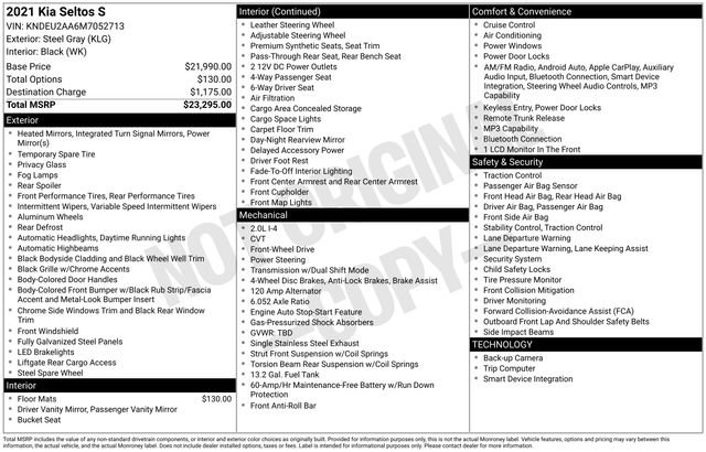Used 2021 Kia Seltos S FWD image 7