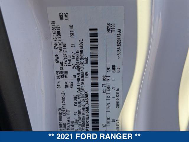 Certified 2021 Ford Ranger XL w/ Equipment Group 101A High image 24