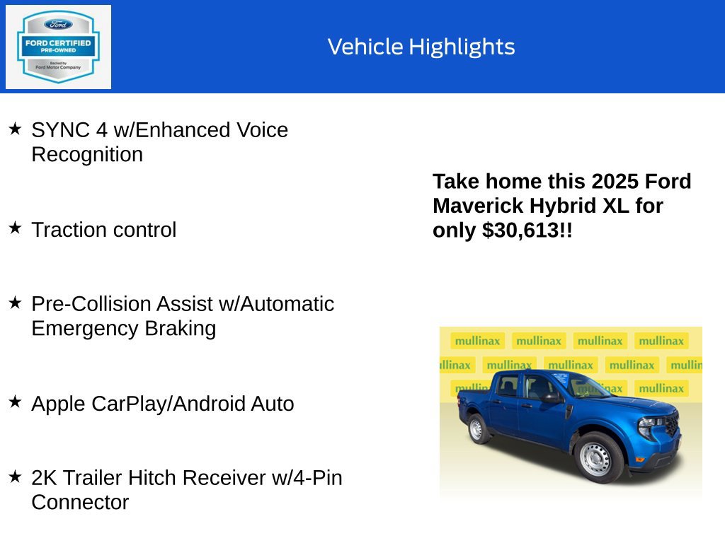 Certified 2025 Ford Maverick XL w/ Equipment Group 101A AWD/4WD image 18