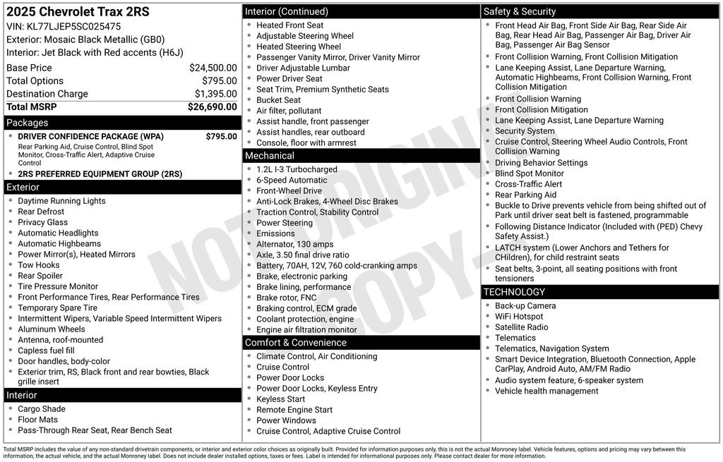 Used 2025 Chevrolet Trax RS w/ Driver Confidence Package FWD image 7