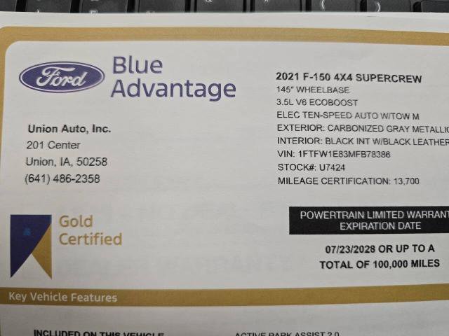 Certified 2021 Ford F150 Platinum w/ Equipment Group 701A High image 27
