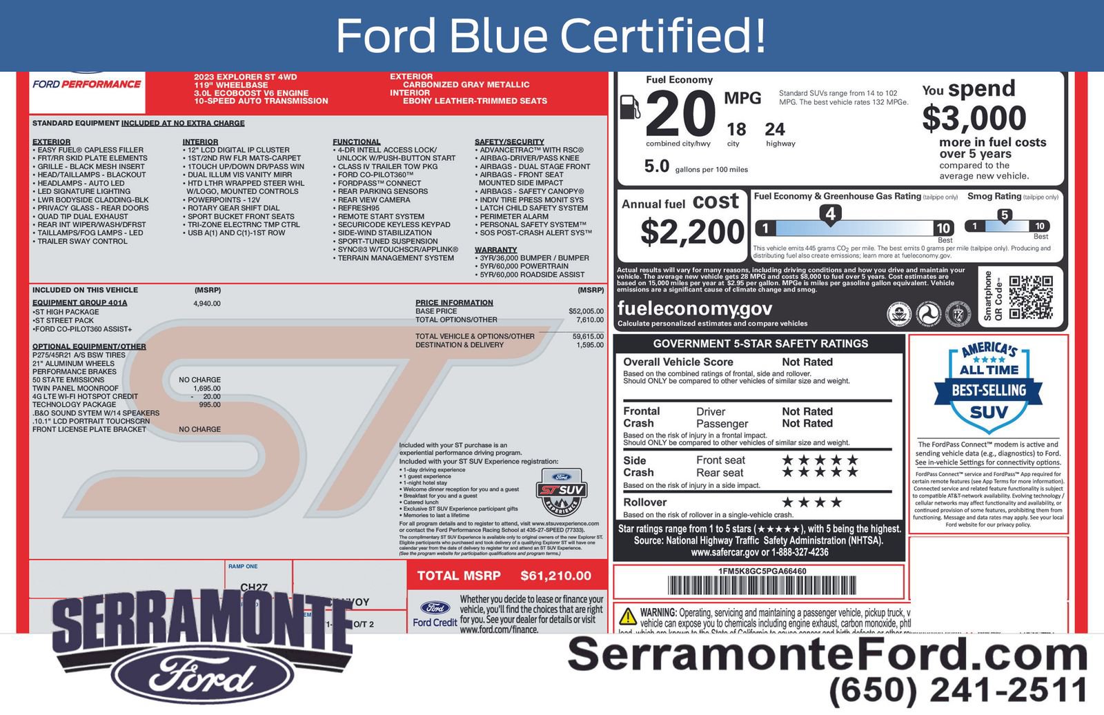 Certified 2023 Ford Explorer ST w/ Equipment Group 401A AWD/4WD image 17