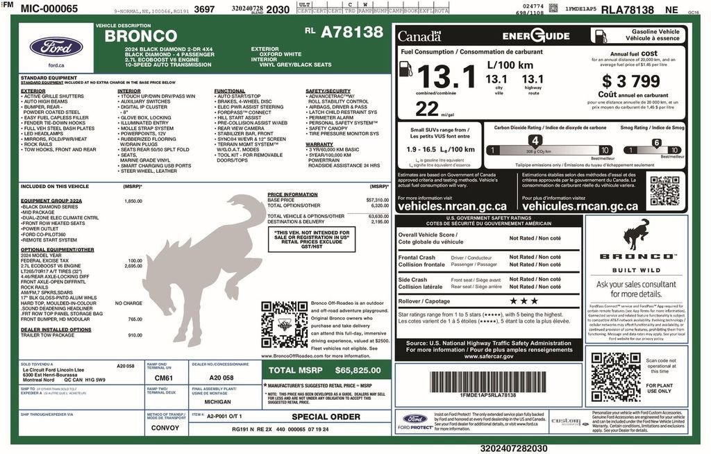 Certified 2024 Ford Bronco Black Diamond AWD/4WD image 5