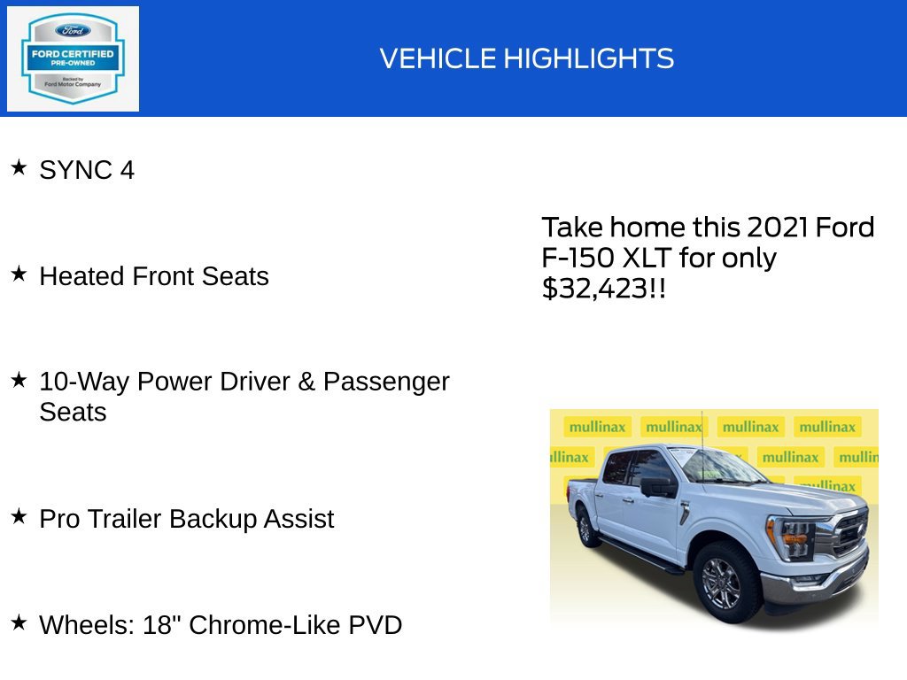Certified 2021 Ford F150 XLT w/ Equipment Group 302A High RWD image 19
