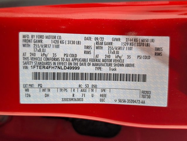 Certified 2022 Ford Ranger Lariat w/ Equipment Group 501A High image 10