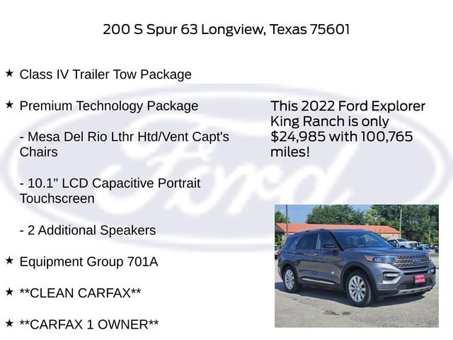 Certified 2022 Ford Explorer King Ranch w/ Class IV Trailer Tow Package RWD image 6