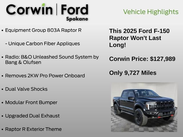 Certified 2025 Ford F150 Raptor w/ Equipment Group 803A Raptor R image 19