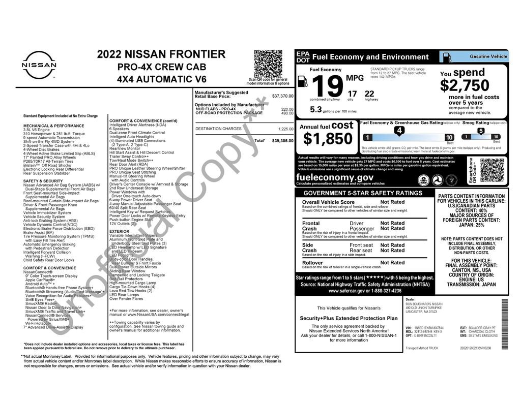 Used 2022 Nissan Frontier PRO-4X w/ Off-Road Protection Package AWD/4WD image 34
