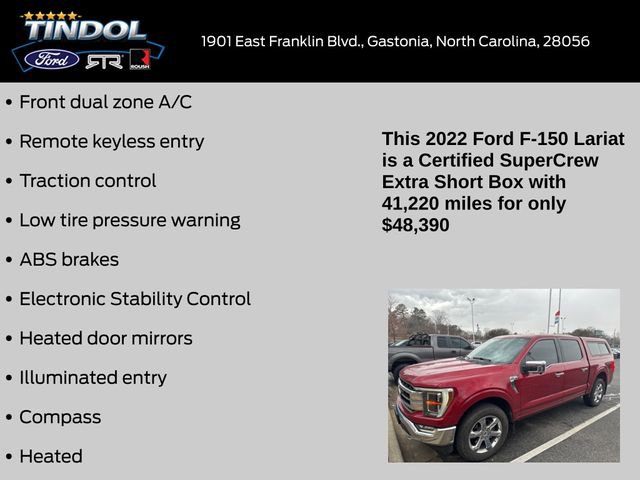 Certified 2022 Ford F150 Lariat w/ Equipment Group 502A High image 11