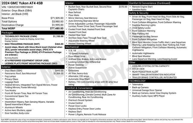 Used 2024 GMC Yukon AT4 w/ Technology Package image 29