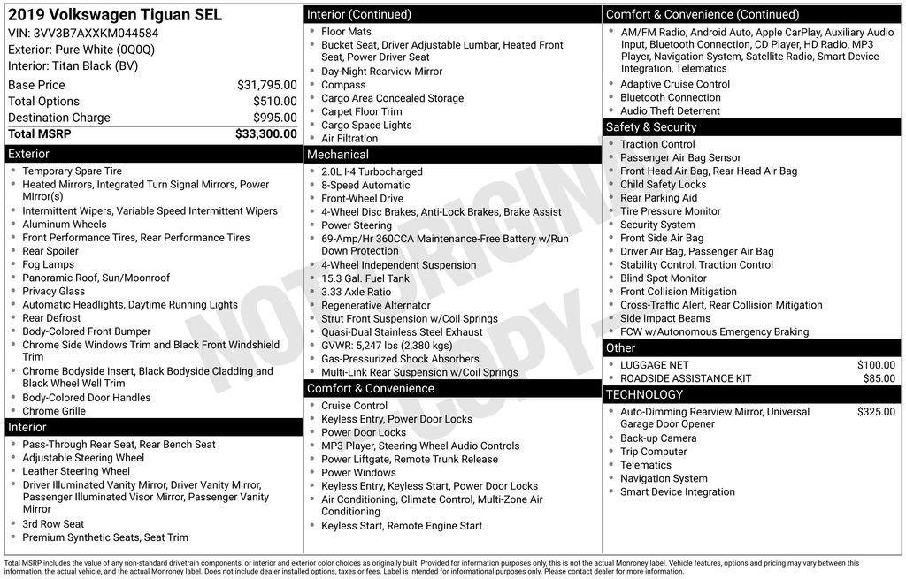 Used 2019 Volkswagen Tiguan SEL image 33