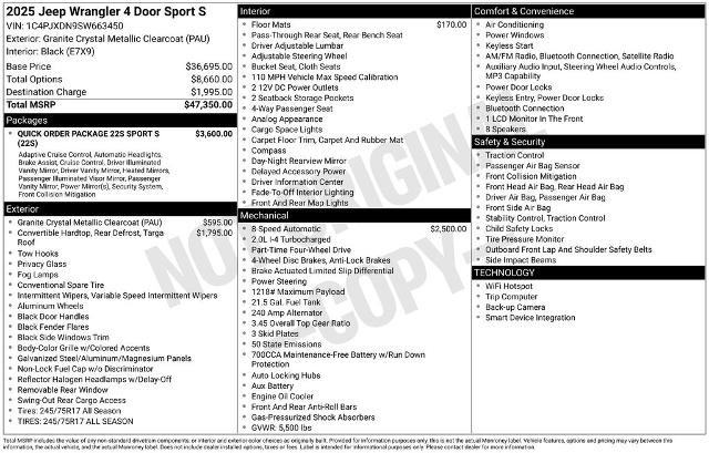 Used 2025 Jeep Wrangler Unlimited Sport AWD/4WD image 5