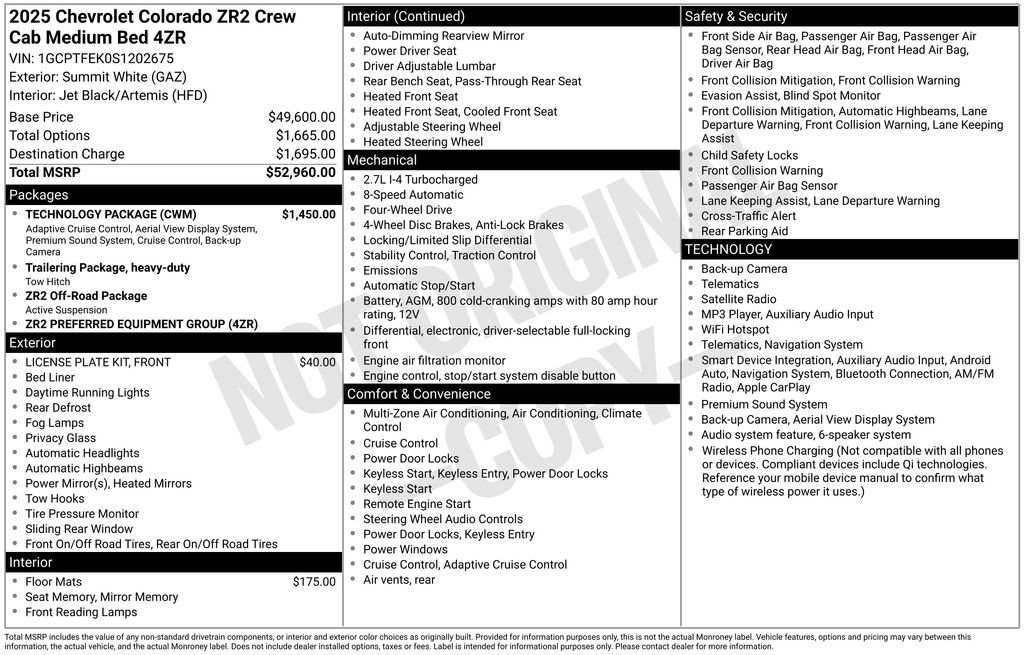 Used 2025 Chevrolet Colorado ZR2 w/ Technology Package AWD/4WD image 47