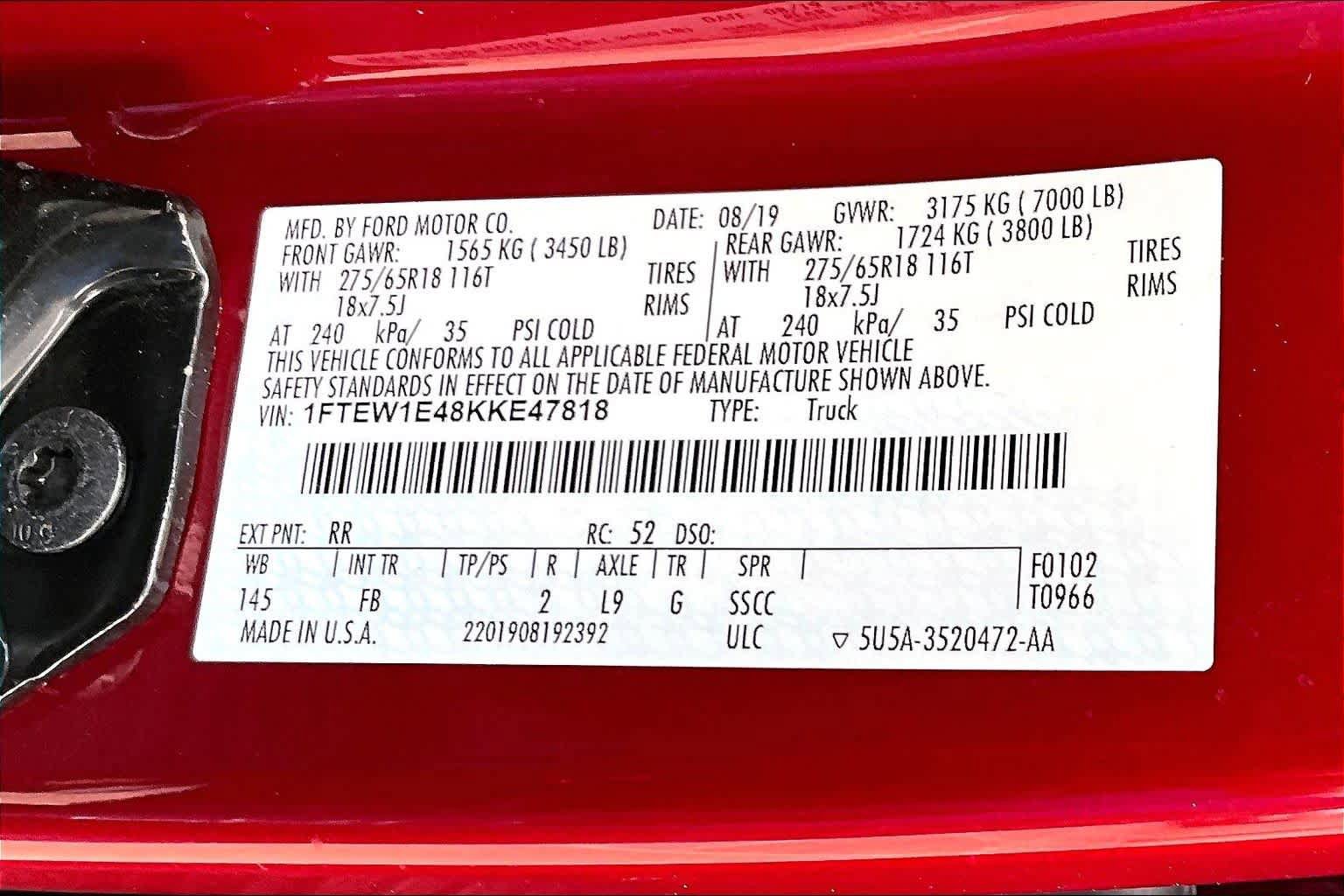 Certified 2019 Ford F150 XLT w/ Equipment Group 302A Luxury AWD/4WD image 34