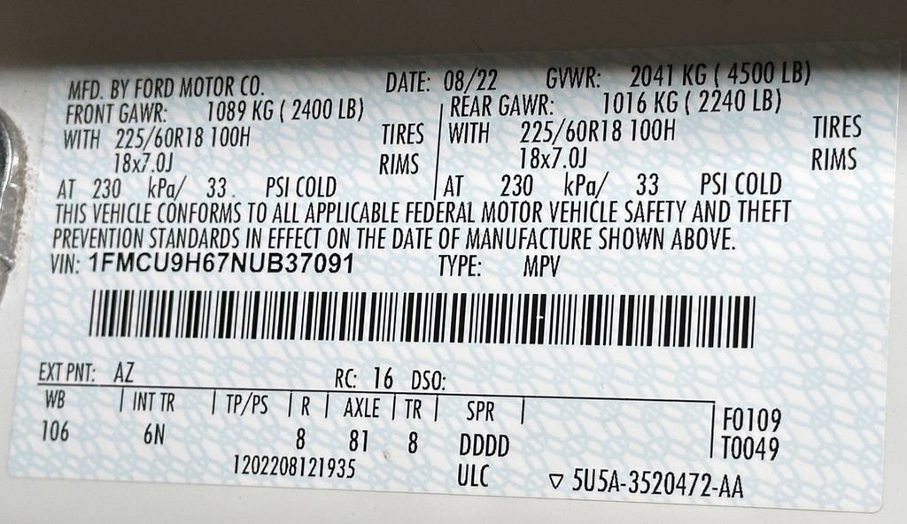Certified 2022 Ford Escape SEL AWD/4WD image 58