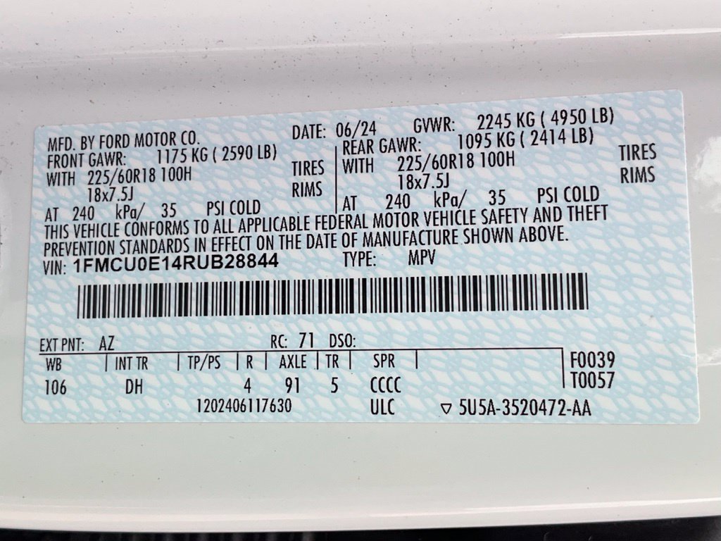 Certified 2024 Ford Escape SE w/ PHEV Premium Package FWD image 50