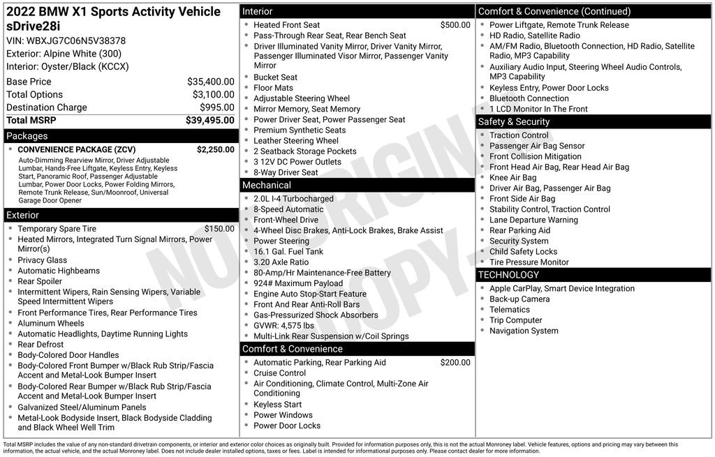 Used 2022 BMW X1 sDrive28i w/ Convenience Package image 3