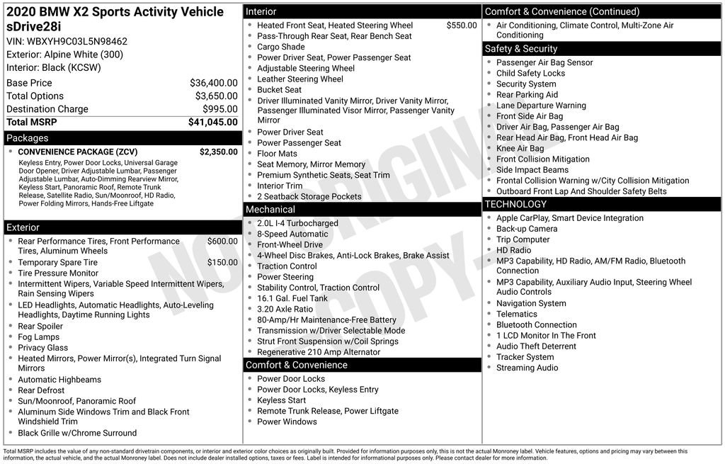 Used 2020 BMW X2 sDrive28i w/ Convenience Package FWD image 3