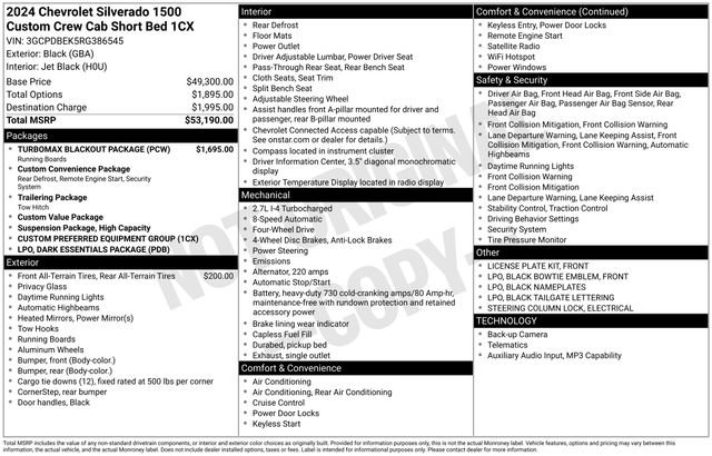 Used 2024 Chevrolet Silverado 1500 Custom w/ Turbomax Blackout Package AWD/4WD image 33