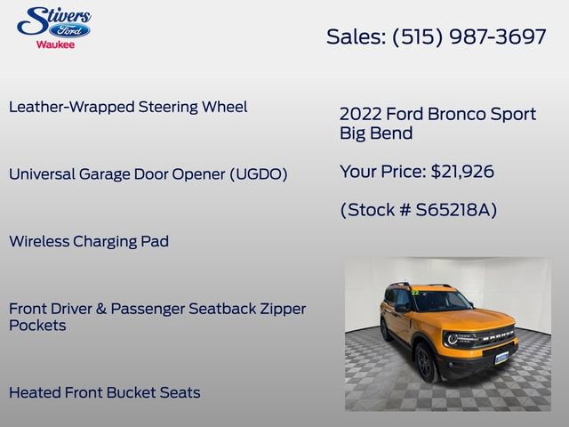 Certified 2022 Ford Bronco Sport Big Bend w/ Convenience Package AWD/4WD image 22