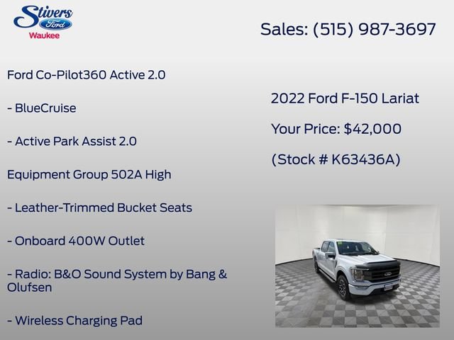 Certified 2022 Ford F150 Lariat w/ Equipment Group 502A High AWD/4WD image 8