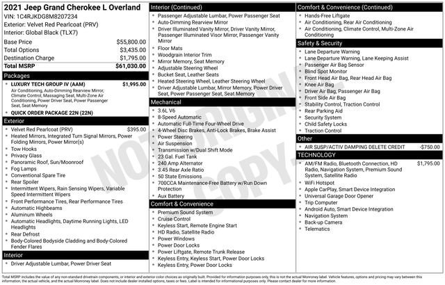 Used 2021 Jeep Grand Cherokee L Overland w/ Luxury Tech Group IV image 38