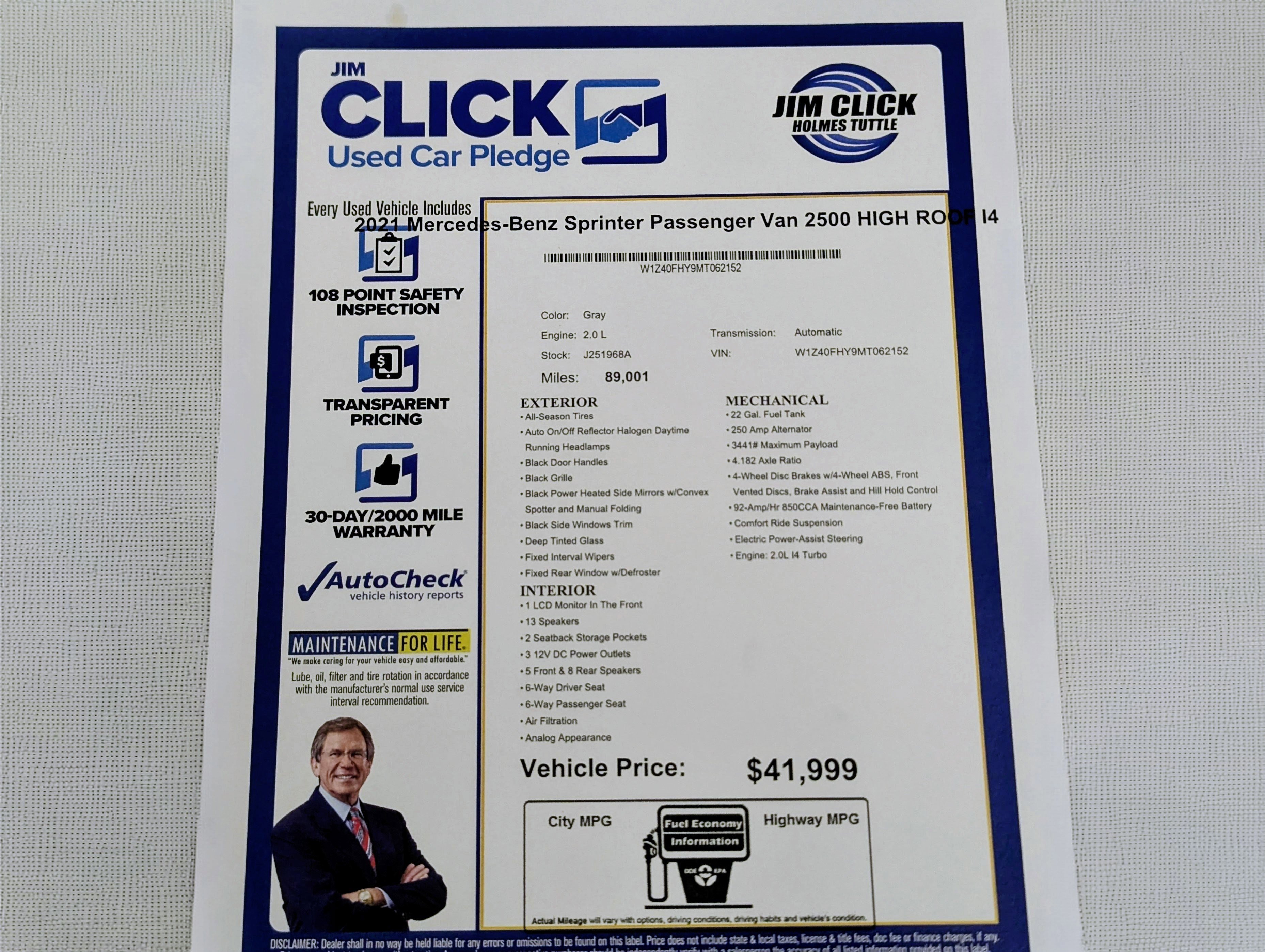 Used 2021 Mercedes-Benz Sprinter 2500 image 16