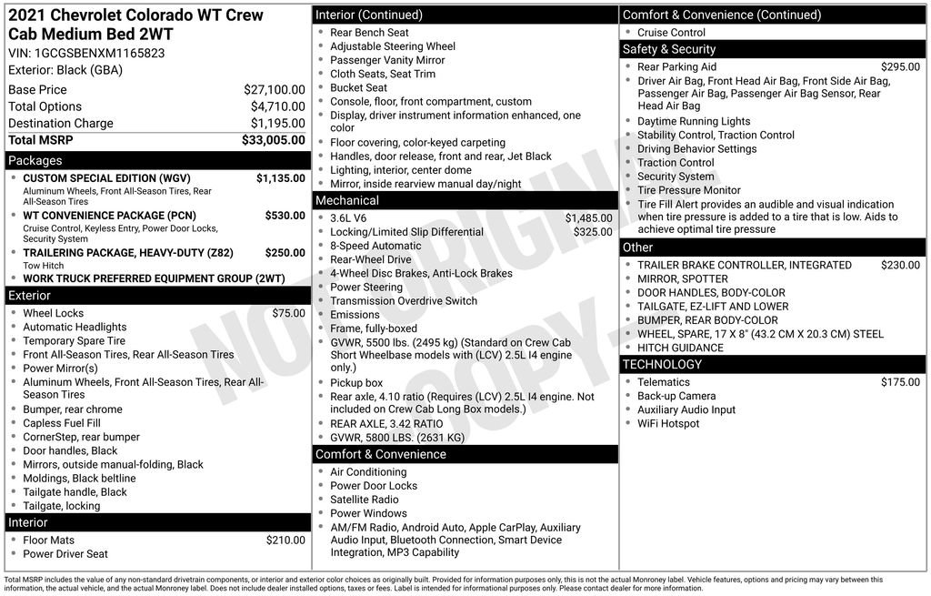Used 2021 Chevrolet Colorado W/T w/ Custom Special Edition RWD image 32