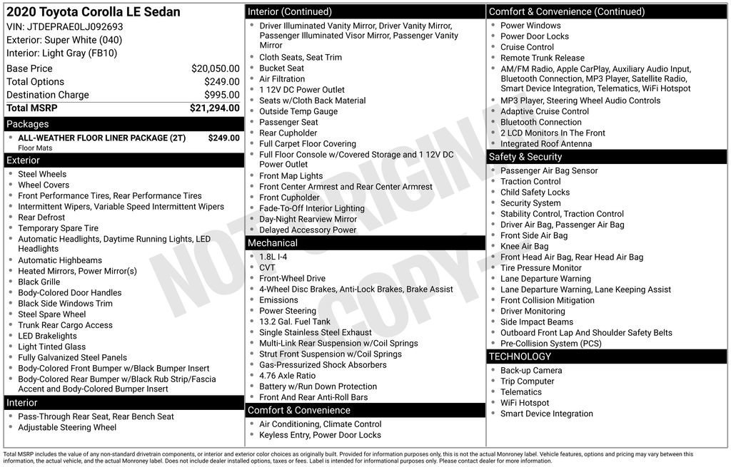 Used 2020 Toyota Corolla LE image 33