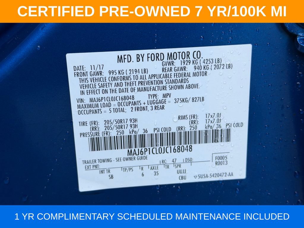 Certified 2018 Ford EcoSport SES w/ Interior Protection Package AWD/4WD image 33