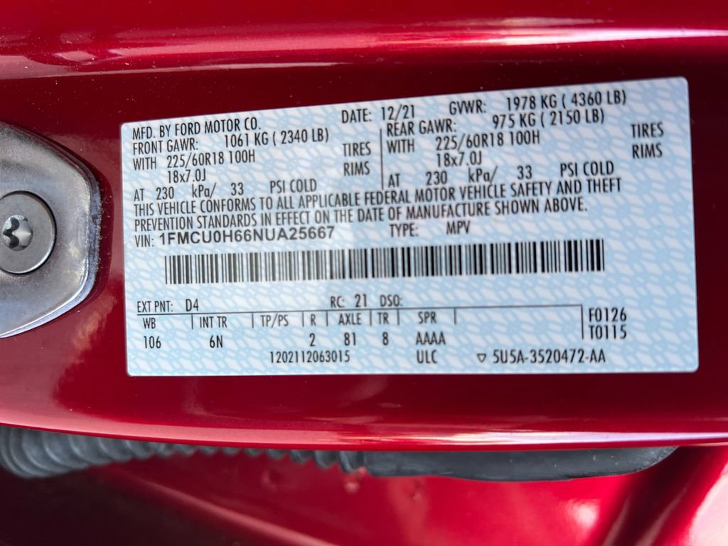 Certified 2022 Ford Escape SEL w/ Technology Package FWD image 33