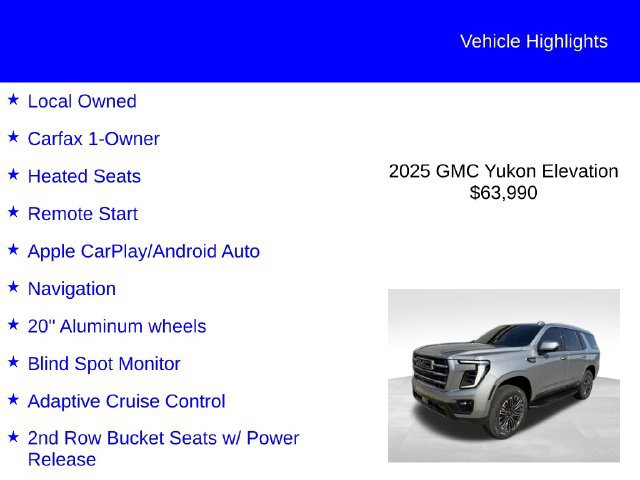 Used 2025 GMC Yukon Elevation w/ LPO, Elevation Black Package AWD/4WD image 2