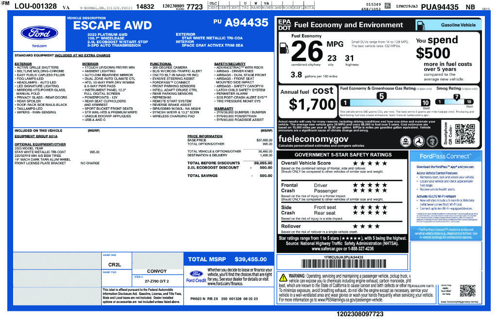 Certified 2023 Ford Escape Platinum AWD/4WD image 5