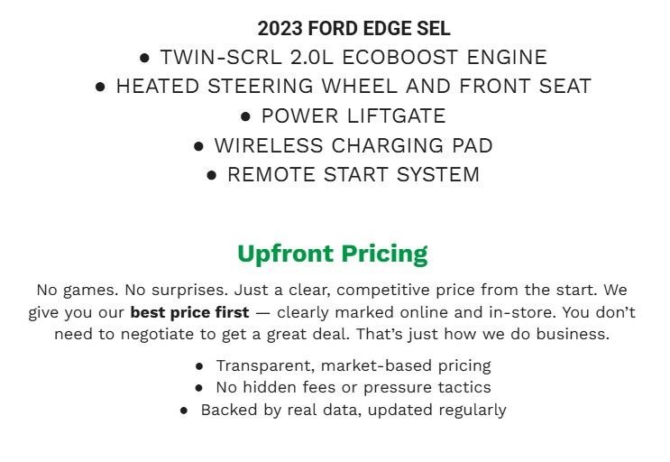 Certified 2023 Ford Edge SEL w/ Convenience Package AWD/4WD image 2