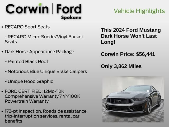Certified 2024 Ford Mustang Dark Horse RWD image 7