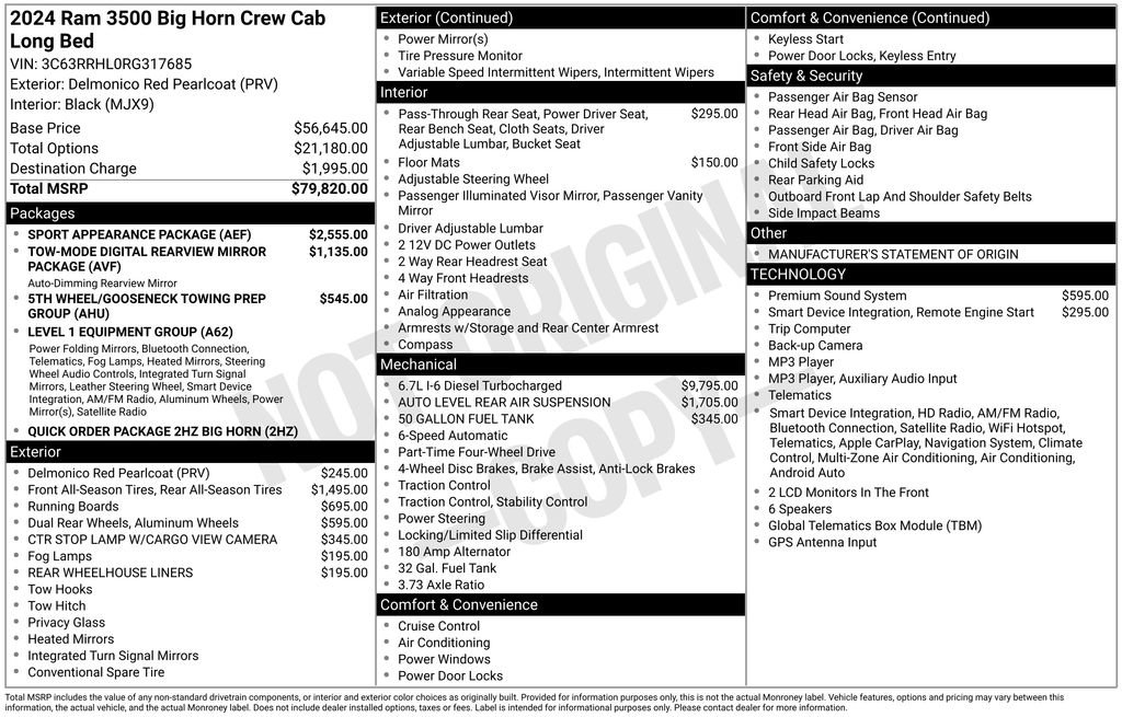 Used 2024 RAM 3500 Big Horn w/ Sport Appearance Package AWD/4WD image 31