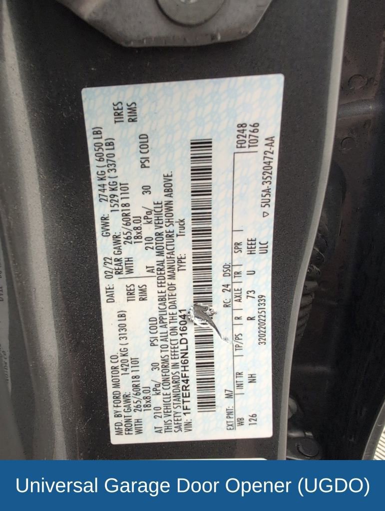 Certified 2022 Ford Ranger Lariat w/ Equipment Group 501A High image 38