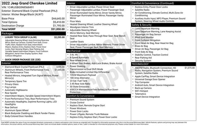 Used 2022 Jeep Grand Cherokee Limited w/ Luxury Tech Group II RWD image 5
