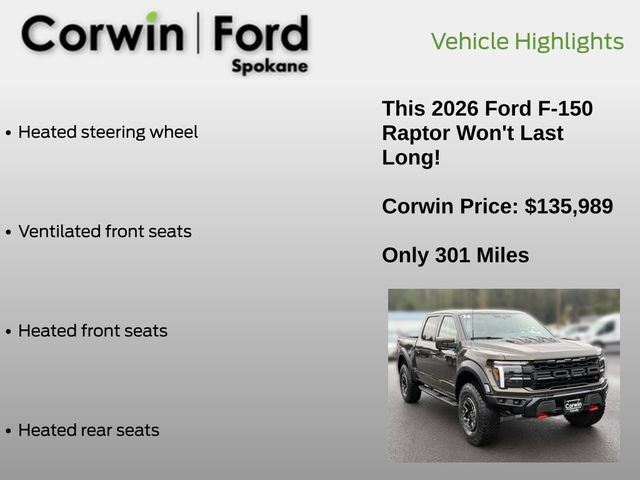 Certified 2026 Ford F150 Raptor w/ Equipment Group 803A Raptor R AWD/4WD image 13